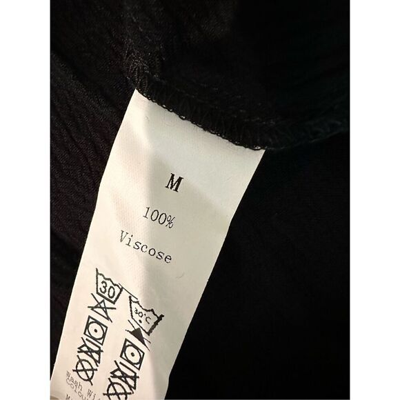 Size M Backless Crisscross Adjustable Strap Shirred Plicated Flowy Mini Linen-Fe - Picture 6 of 8